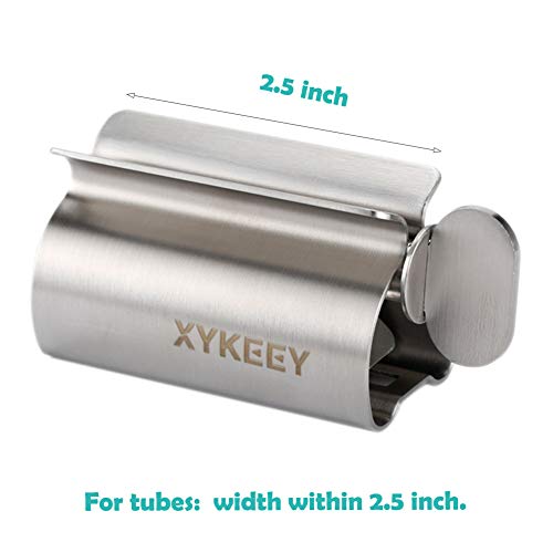XYKEEY Set of 2 Toothpaste Squeezer Rollers, Metal Toothpaste Tube Wringer Seat Holder Stand (Stainless Steel) - color: Stainless Steel