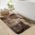 Tan Brown Abstract Bath Rug, Modern Art Rustic Grey Rust Painting Bath Mat Sets for Bathroom, Soft Non Slip Floor Rugs 17X29 Inch - color: Tan Brown