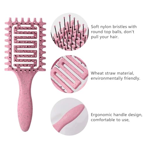 Curl Defining Brush for Curly Hair, Vented Detangling Hair Brush for Wet and Dry Styling, Curved Brush for Shaping and Smoothing Curl Clumps, Lightweight Hair Brush (2Pcs Green) - color: 2Pcs Green