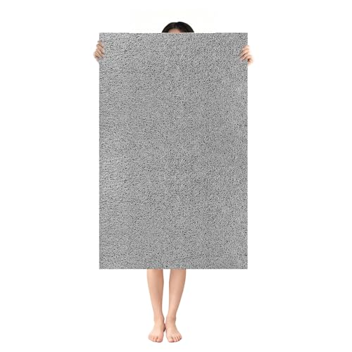 Shower Mat Non Slip: 47.2 x 31.5 Inch Extra Large Shower Mats for Inside Shower with Drain Hole - Soft PVC Loofah Anti Slip Shower Stall Mat for Walk-in Shower and Bathroom, Quick Drying - color: Grey, size: 47.2" x 31.5" (Rectangular)