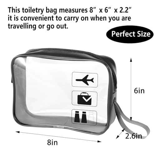 TSA Approved Toiletry Bag 3Pcs - 3 Pack Clear Travel Bags for Toiletries, Carry on Airport Airline Compliant Bag,Black - color: 3PCS-Black