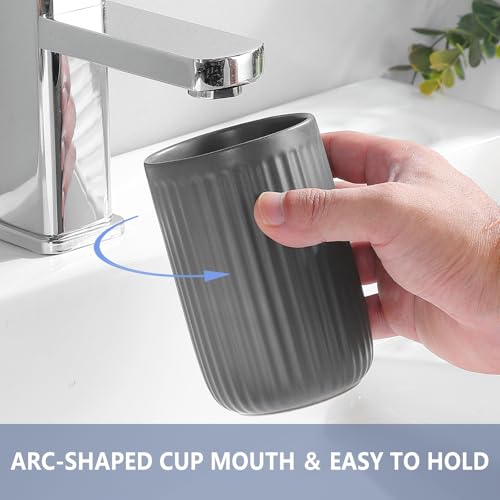 Grey Toothbrush Holders for Bathrooms - 2 Cups Ceramic Toothbrush Toothpaste Holders Set, White Bathroom Tumbler Cups Reusable Toothbrush Mouthwash Cup, Bathroom Counter Organizer. - color: Grey, size: 2pcs