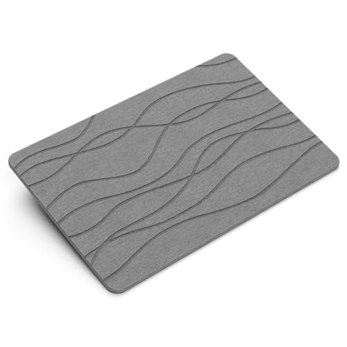 Stone Bath Mat Quick Dry, Diatomaceous Earth Shower Mat, Non-Slip Bath Mat for Bathroom, Super Absorbent Bath Mat Large, Bath Mat 23.5" x 15.5", Gray
