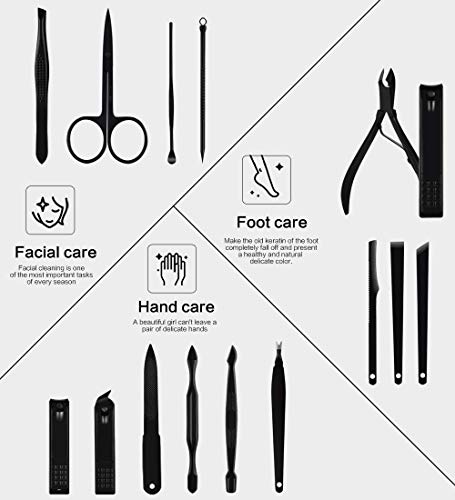 Nail Clippers Sets High Precisio Stainless Steel Nail Cutter Pedicure Kit Nail File Sharp Nail Scissors and Clipper Manicure Pedicure Kit Fingernails & Toenails with Portable Stylish case (Black) - color: Red