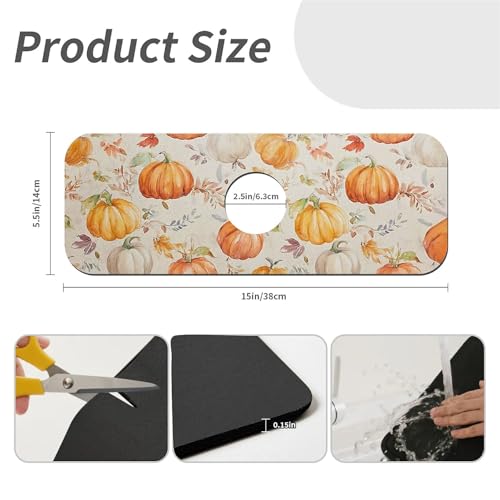 Faucet Fast Absorbent Pad - Autumn Pumpkins And Leaves Drying Pad, Suitable For Kitchen, Bathroom, Island And Other Scenes - color: Autumn pumpkins and leaves