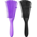 2 Pieces Detangling Brush for Afro America/African Hair Textured 3a to 4c Kinky Wavy/Curly/Coily/Wet/Dry/Oil/Thick/Long Hair, Knots Detangler Easy to Clean (Black, Purple) - color: Black, Purple