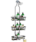 Adjustable Shower Caddy Hanging, Extended Length Organizer Over Shower Head, 3 Tier Long Neck Shower Rack with Soap Holder for Large Storage, Black - color: Black - 3 Tier - Standard