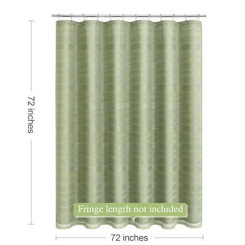 Boho Farmhouse Shower Curtain Set with Tassel, Linen Bohemian French Country Chic Bathroom Shower Curtain Set, Modern Striped Textured Shower Curtain 72x72 - Olive Green - color: Olive Green, size: 72"W x 72"L (Pack of 1)