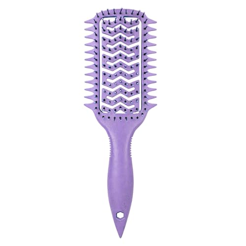 Curl Defining Brush for Curly Hair, Vented Detangling Hair Brush for Wet and Dry Styling, Curved Brush for Shaping and Smoothing Curl Clumps, Lightweight Hair Brush (Violet) - color: Violet