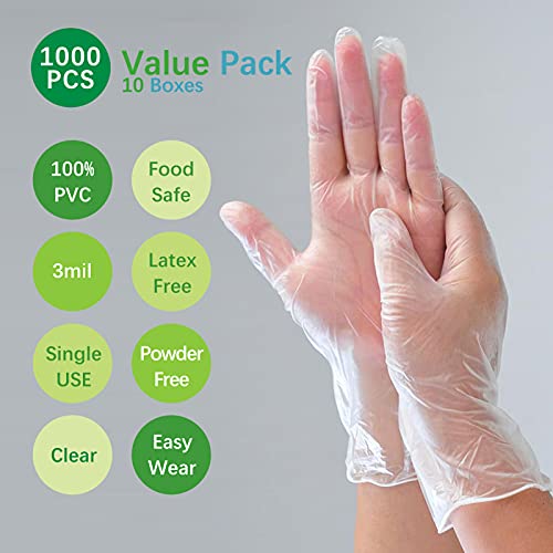 Dr.GreenPanda Clear Vinyl Disposable Gloves Food Safe Latex Free Powder Free for Cooking Cleaning Food Service GPVF or MPVF