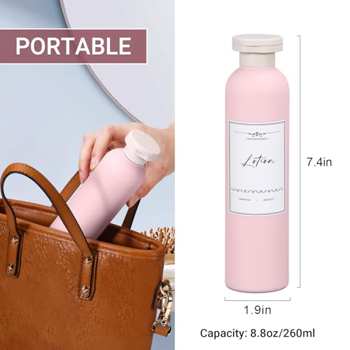 8.8oz Travel Essentials Shampoo Bottles for Toiletries,Empty Plastic Squeeze Bottles with Flip Cap for Toiletries Travel Size Shampoo and Conditioner (3 pack, pink) - color: Pink, size: 8.8 oz