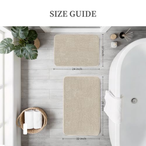 YIHOUSE Memory Foam Bathroom Rugs Sets 2 Piece - Extra Thick Soft Towel-Like Absorbent Bath Mat Set, Non Slip Machine Washable Bath Rugs Carpet for Bath, Tub & Shower (32"x20"+24"x17", Beige) - color: Beige, size: 1'5" x 2' (17"x24"+20"x32")