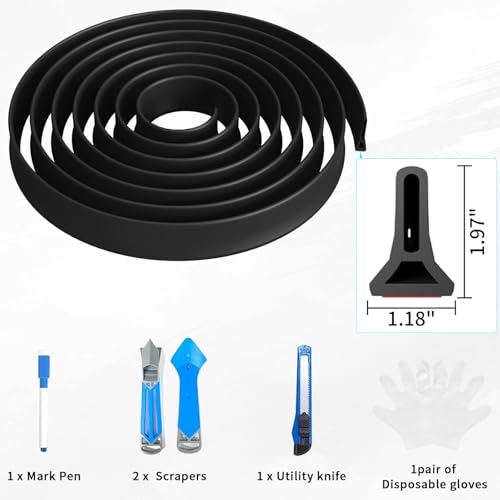 Hi-Na 3ft/5ft/6ft/8ft10ft Collapsible Shower Threshold Water Dam Water Barrier for Shower and Water Stopper Keeps Water Inside Water Threshold for Wet and Dry Separation (5ft, Black) - color: Black, style: 5ft