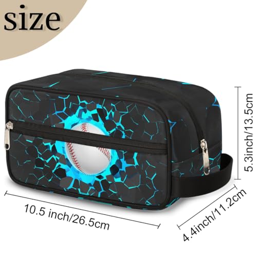 Kids Travel Toiletry Bag - Waterproof Hanging Cosmetic Hygiene Bags for Boys Men - Large Shave Kit for Toiletries Accessories Bathroom Stuff, Blue Baseball - color: Blue Baseball