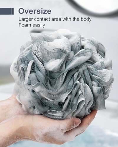 MTDLYICE Loofah Sponge, XXL Large Loofah 100g 4 Pack, Bath Sponge Soft Mesh Shower Loofah for Men, Body Scrub, Shower Pouf Bath Accessories, for Body Wash, Soap (Blue Gray) - style: Blue Gray