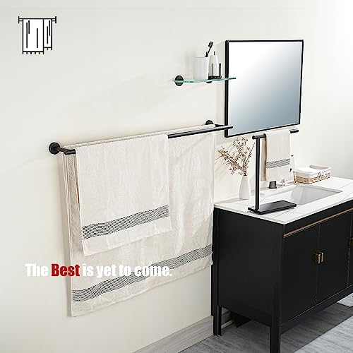 JQK Double Towel Bar Black, 39 Inch 304 Stainless Steel Thicken 1mm Towel Rack for Bathroom, Bath Towel Holder Matte Black Wall Mount, Useable Length 36 Inch, TB100L36-PB - color: Matte Black, size: 39 Inch