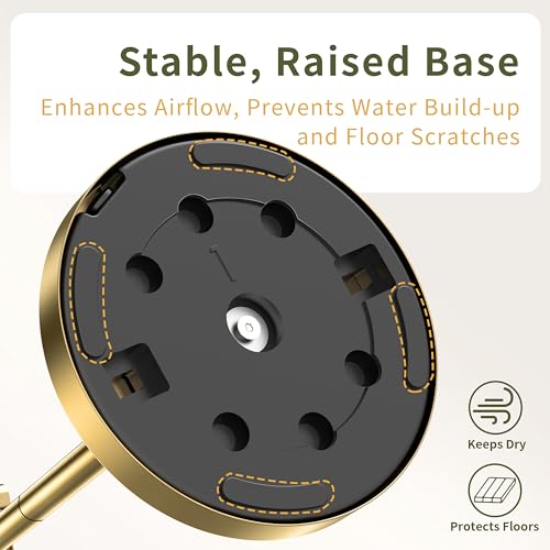 Toilet Paper Holder Stand, Modern Bathroom Free Standing Toilet Paper Roll Holder, Post Pivoting Toilet Paper Stand with Stainless Steel Tissue Rack, Rust-Proof & Heavy Stable Base（Brushed Gold） - color: Brushed Gold, size: Free Standing