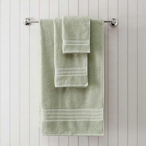 Martha Stewart - Bath Towels, Soft & Absorbent 100% Cotton Towels, Plush 700 GSM, 6-Piece Bathroom Towel Set with Textured Dobby Weave (Skyland Manor Green) - color: Skyland Manor Green