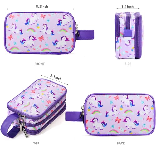 Kids Toiletry Bag for Girls, Travel Toiletry Bag for Little Young Girls Cosmetic Bag Makeup Bag Waterproof Hanging Wash Bag Toddler Toiletries, Unicorn Purple - color: Unicorn-Purple