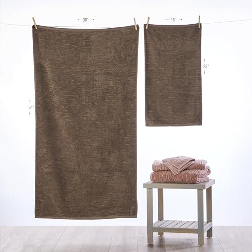 SKL Home CloudSoft Cotton Luxury Hand Towel 2pc Set for Bath/Kitchen/Bar & Gift, Mink Brown - color: Mink Brown, style: Hand Towels (Set of 2)