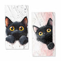 Cute Cat Hand Towels Bathroom Set of 2 Absorbent Pet Animal Cartoon Black Cat Bathroom Kitchen Towels Set of 2 Lightweight Breathable Face Towels for Bathroom Gifts for Women Man 14"x28" - color: Cute Cat