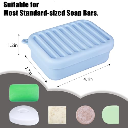 Silicone Travel Soap Case, Leak-Proof Soap Container with Drain Pad, Blue | Silicone Soap Holder, Travel Soap Case, Leak-Proof Soap Box, Removable Drain Tray, Portable Soap Container, Gym & Camping Use - color: Light Blue