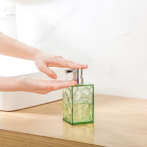 2 Pack Clear Saga Green Rust Proof Soap Dispenser Bathroom, Acrylic Plastic Hand Soap Lotion Dispenser with Pump for Bathroom&Kitchen - color: 2 Pack Green