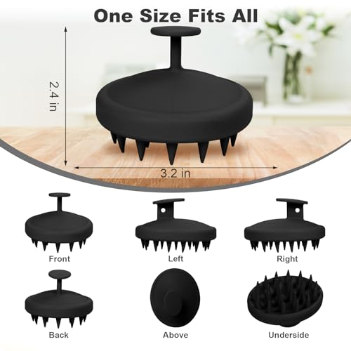 Meartchy Silicone Scalp Massager, Scalp Scrubber for Hair Growth with Soft Bristles, Scalp Exfoliator Brush Dandruff Removal Shampoo Brush for Wet Dry Scalp Care (Black) - color: Black