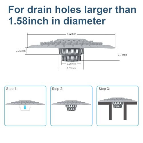 Bathtub Drain Hair Catcher, Silicone Tub Hair Catcher Drain Protector Strainer, Collapsible Shower Hair Drain Catcher Strainer for 1.48'' to 1.75'' Regular Drains, 3PCS