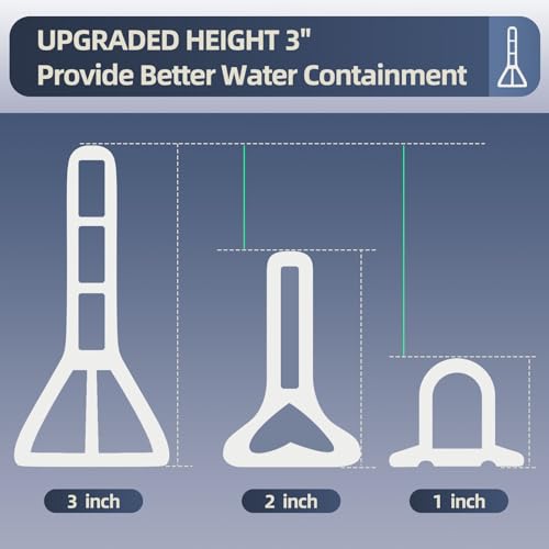 (Upgraded)3” High Shower Threshold Water Dam 39 Inch Collapsible Shower Barrier Water Stopper Shower Water Guard Dry and Wet Separation for Bathroom Kitchen and More(3.3ft) - color: White-3" High, style: 39 Inch