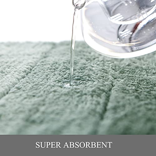Kmson Ombre Bath Mat for Bathroom, Non Slip Ultra Soft and Thick Water Absorbent Bath Carpet, Machine Washable & Quick Dry Bathroom Rug, for Bedroom Door Living Room Green 17" x 24" - color: Green Rug, size: 17" x 24"