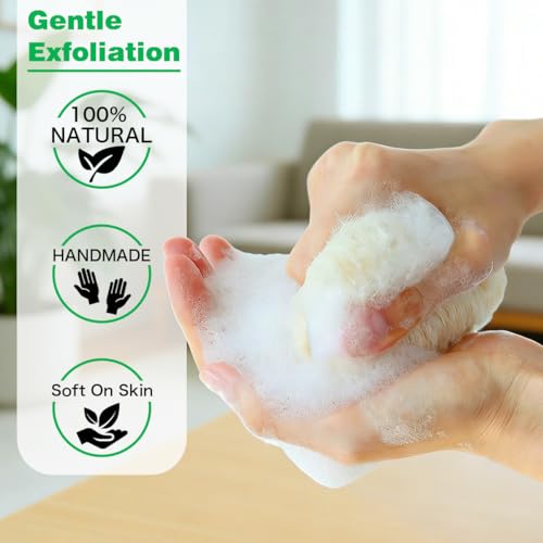 pisdoplop Natural Loofah Exfoliating Body Sponge Scrubber, 5 inch-Long Organic Loofa Luffa Plant-Based for Men & Women Skin Care Bath Shower Cleaning, Natural Sponges for Dishes - style: 5 Inch (Pack of 4)