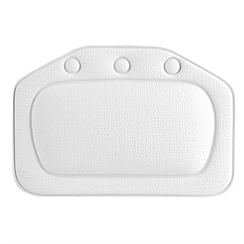 Bath Pillow, Bathtub Head Neck Support, Soft Foam Padded Spa Tub Headrest Back Shoulders Support Cushion Bathroom (White) - color: White