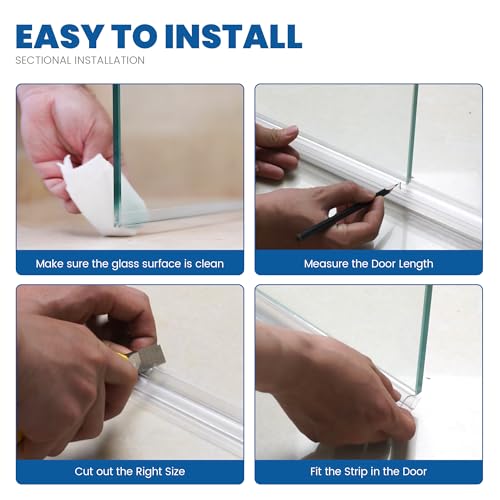2-Pack Shower Glass Door Bottom Seal Strip,36 Inch Long Clear PVC Seal Strips for 5/16"(8mm) Thick Framless Glass Door Panel, Stop Leaks and Create a Water Barrier - style: 5/16"X 36"