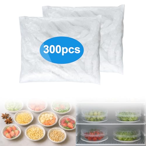 300PCS Bowl Covers for Bread Proofing – QUINGLU Elastic Plastic Food Covers, BPA-Free Reusable Disposable Wraps, Thickened Shower Caps for Bowls, Plates, fruit, Leftovers & Outdoor Picnics - size: Large-300