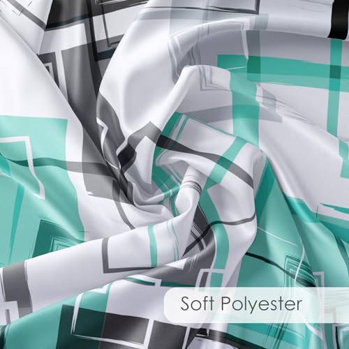 Teal Geometric Shower Curtain with Hooks Mid Century Modern Neutral Geometric Fabric Shower Curtain Modern Design Teal and Grey Pattern Abstract Bathroom Curtains Shower Set, 72Lx60W inches - color: Teal, size: 60"W x 72"L (Pack of 1)