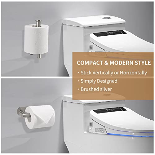 LAYUKI Toilet Paper Holder,Adhesive,Matt Black,Wall Mount,Toilet Paper Roll Holder,no Drilling,Bathroom/Rv/Washroom, SUS 304 Stainless Steel, Rustproof (Black, 1 Piece) - color: Siler, size: 1 Piece