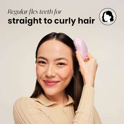 Tangle Teezer Original Detangler Mini Hair Brush, Millennial Pink | Travel-size detangling hair brush, gentle on tender scalps; detangles wet or dry hair for straight to curly strands - color: Millennial Pink, size: Mini
