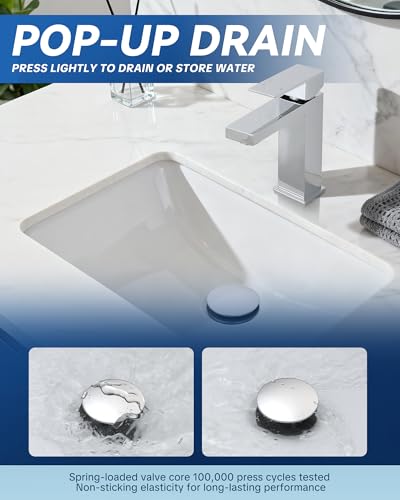 ARCORA Bathroom Sink Drain with Overflow - Chrome Pop Up Drain for Bathroom Sink, Lavatory Vessel Vanity Sink Stopper for 1.6"-1.9" Sink Hole - color: Chrome-1 Pack, style: Pon Up With Overflow