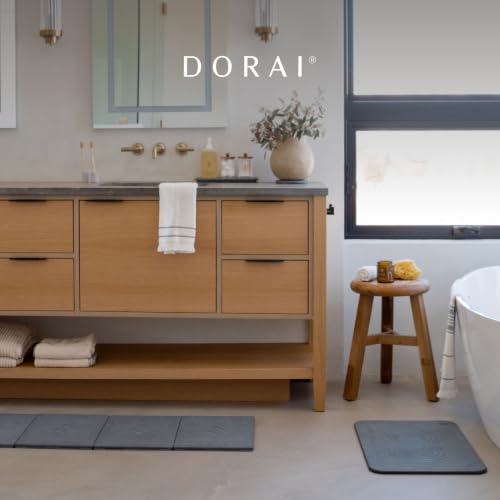Dorai Home Stone Bath Mat for Bathroom | Quick-Drying Diatomaceous Earth Shower Mat, Non-Slip Natural Stone Modern Bathroom Rugs, Customizable Design | Slate, Large - 32.1" x 22.8" x 0.6" - color: Slate