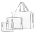 3pcs Clear Cosmetic Bags, TSA Approved Toiletry Bag Set Crystal Clear Travel Beach Essentials Bag Organization PVC, Clear Makeup Bags Luggage Pouch Carry on Airport Airline Compliant Bag Women Men - color: 3pcs Gray-1 large, 1 medium, 1 small