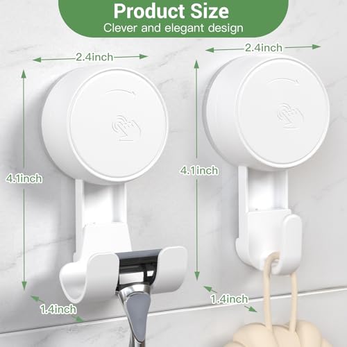 LUXEAR Suction Hooks Powerful Vacuum Suction Cup Hooks-2PACK Razor 2pack Single White - size: 2 Pack Single & 2 Pack Razor