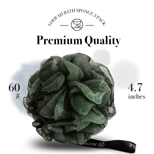 WhaleLife Loofah Bath Sponges - Gentle Exfoliating Shower Loofah for Rich Lather, Durable Matte Mesh Body Scrubber for Men & Women 4 Pack - style: Modern; Minimalist;