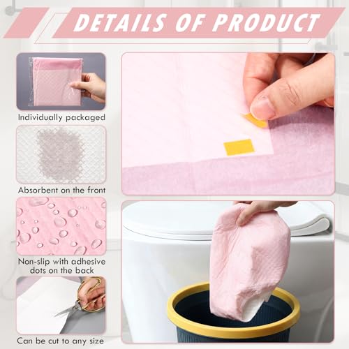 20 Pack Disposable Toilet Mats U Shaped Toilet Mat Absorbent Toilets Floor Protector Toilets Floor Protector from Urine for Potty Training Anti Urine Commode Mat for Kids (Pink,Classic) - color: Pink, size: Classic