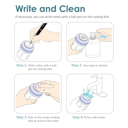 Maymom Screw Lids Aka Travel Caps with Rewritable Sealing Disc Compatible with Avent Bottle, Maymom Wide Mouth Bottles; Cap Replace Avent Natural Bottle Sealing Ring and Sealing Disc, 6pcs. (Blue) - color: Blue