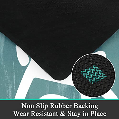 Pauwer Laundry Room Rug Runner 20"x48" Waterproof Rubber Laundry Mat Non Slip Kitchen Mats for Floor Washable Floor Mat Runner Rug for Farmhouse Mudroom Washroom Bathroom Decor - color: Blue, size: 1'8" x 4'