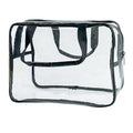 PVC Clear Pure Color Transparent Large Zipper Cosmetic Pouch Travel Makeup Cosmetic Bag with Handle for Travel Bathroom Toiletry Organizer (Clear+Black Handle) - color: Clear+Black Handle