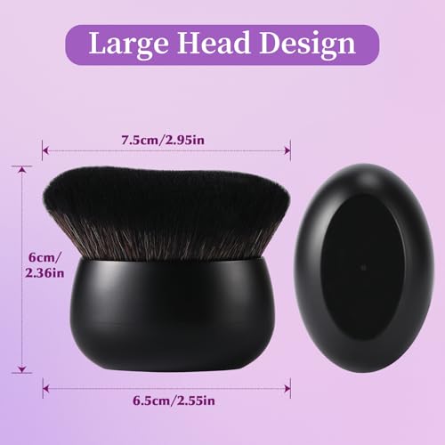 Extra Large Body Makeup Brush for Self Tanner, 75mm Leg Makeup & Bronzer Blend Kabuki Brush Ultra Soft Dense Vegan Bristles for Body Makeup, Oval Face & Back, Tattoo Cover up, Wet & Dry Use (Black)