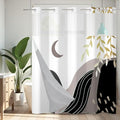 No Hook Shower Curtain Mid Century Boho with Snap in Liner, Hotel Grade Abstract Modern Shower Curtains Set for Bathroom, Spa Like Bath Curtain, Gray, 59" W x 79" L - color: 01 Mid Century - Gray, size: 59"W x 79"L (Pack of 1)