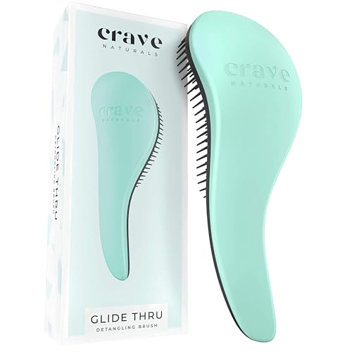 Crave Naturals Biggie Glide Thru Hair Brush - Detangler Brush for Curly, Straight, Wet or Dry Hair - Gentle Detangling Brushes for Adults, Kids, Toddlers - Hair Accessories for Women, 8.4"x3.4" - Mint - color: Mint, size: 1 Pack (Large)